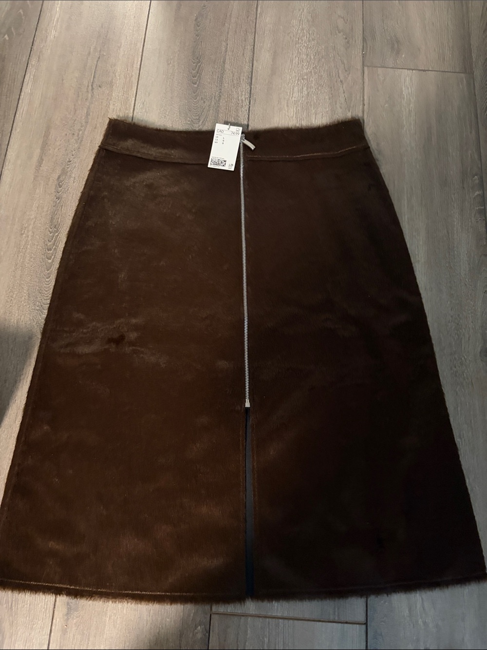 H&M Dark Brown A-Line Skirt with Center Zip